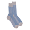 Chaussettes homme à côtes bicolores en fil d'Écosse - Gris Métal & Bleu Bassin