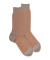 Chaussettes homme en fil d'Écosse renforcé à motifs caviar - Gris & Orange cognac