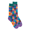 Chaussettes homme échiquier en coton - Passion & Vert Verdier