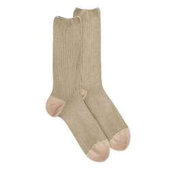 Chaussettes homme à côtes sans bord élastique en fil d'Écosse - Beige Grège | Doré Doré