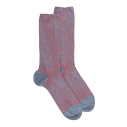 Chaussettes homme à côtes sans bord élastique en fil d'Écosse - Bleu Glacier | Doré Doré