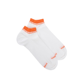 Chaussons en coton uni pour femmes avec bordures contrastées - Blanc & Oranger | Doré Doré
