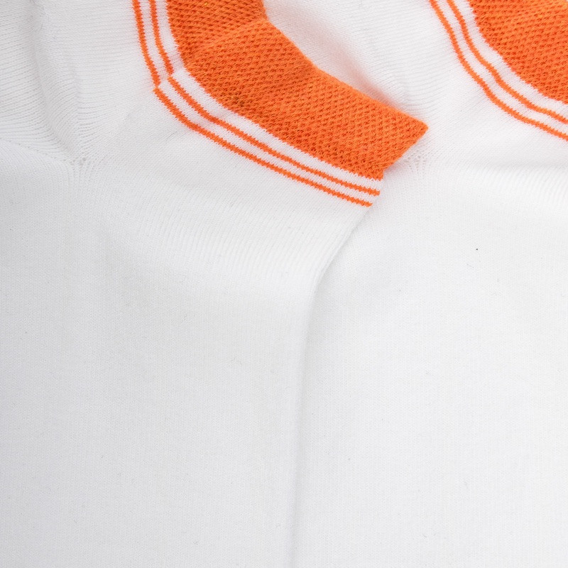 Chaussons en coton uni pour femmes avec bordures contrastées - Blanc & Oranger | Doré Doré
