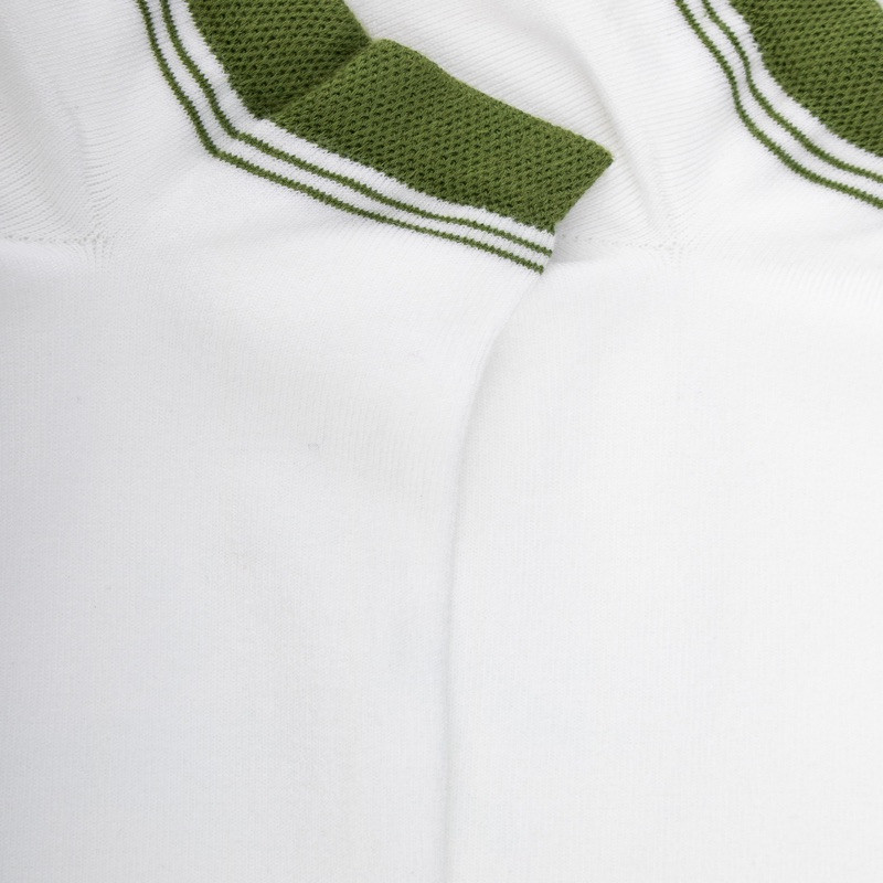 Chaussons en coton uni pour femmes avec bordures contrastées - Blanc & Vert Campagne | Doré Doré