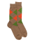 Chaussettes homme en coton à motifs intarsia - Marron Faon