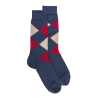 Chaussettes homme en coton à motifs intarsia - Bleu Facteur | Doré Doré