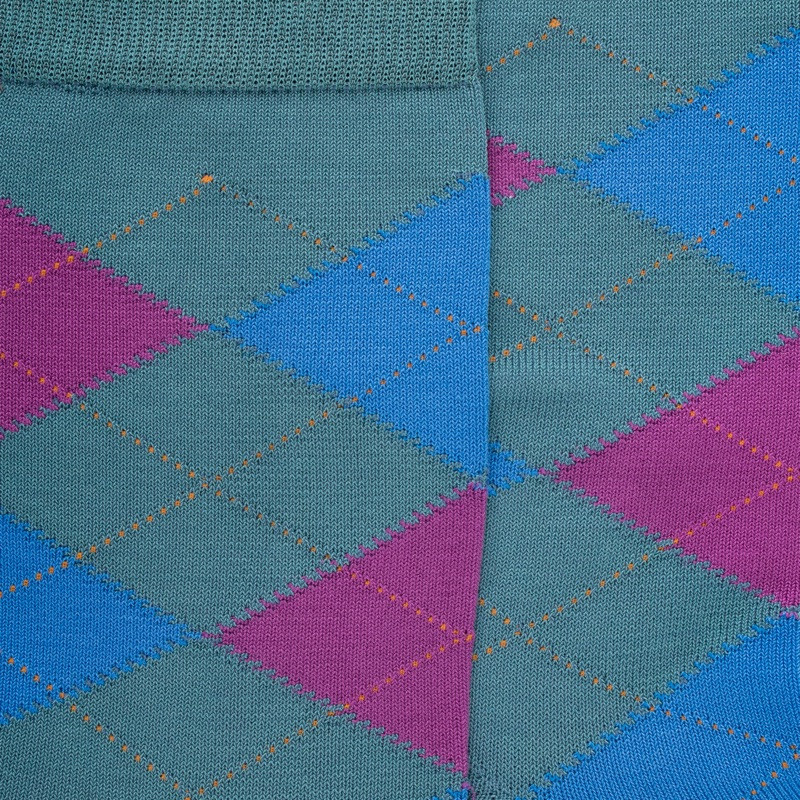 Chaussettes homme en coton à motifs intarsia - Vert Plantain | Doré Doré