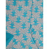 Socquettes pour femmes en fil d'Ecosse avec motifs de fleurs en forme de cœur avec effet scintillant. - Bleu | Doré Doré