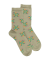 Chaussettes pour femmes en fil d'Ecosse à motifs floraux - Vert Sauge