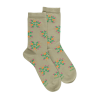Chaussettes pour femmes en fil d'Ecosse à motifs floraux - Vert Sauge