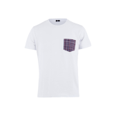 T-shirt homme en coton avec poche à motifs - Bleu marine & Rouge Ponceau | Doré Doré