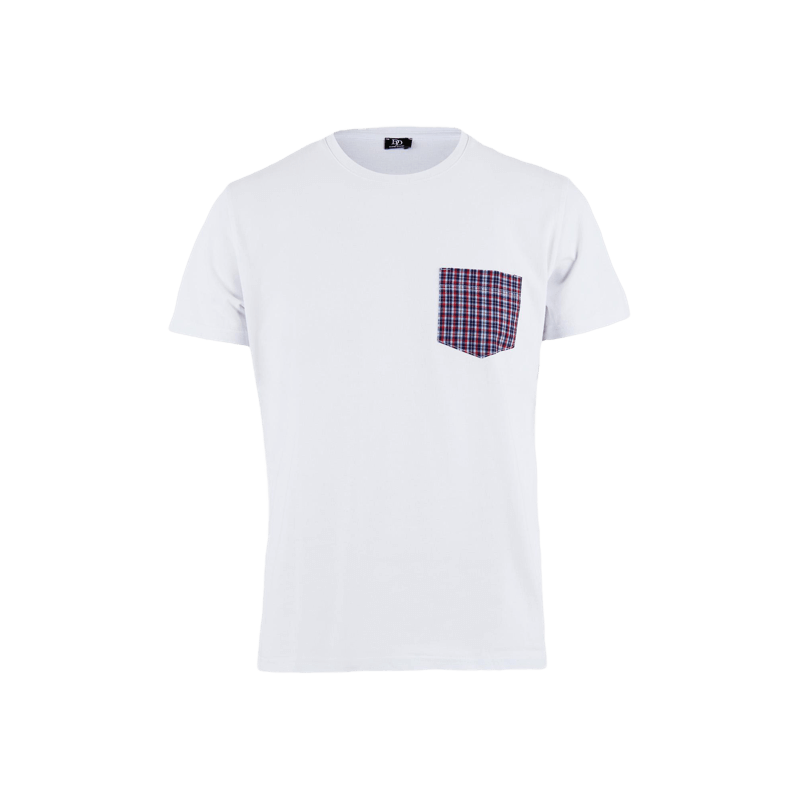 T-shirt homme en coton avec poche à motifs - Bleu marine & Rouge Ponceau | Doré Doré