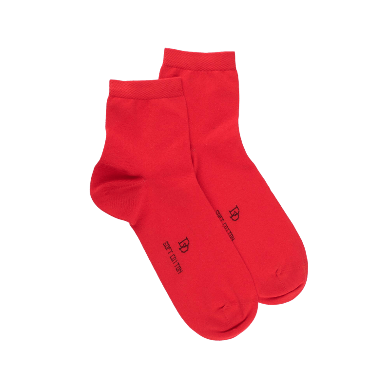 Socquettes en coton uni pour hommes - Rouge Ponceau | Doré Doré