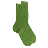Chaussettes côtelées pour hommes en fil d'Ecosse 100% uni - Vert Campagne | Doré Doré
