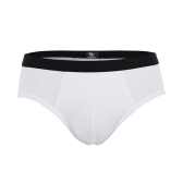 Slip pour homme en coton extensible uni avec bande élastique siglée - Blanc | Doré Doré