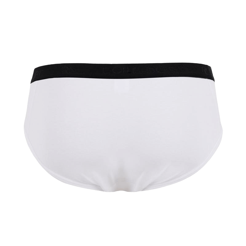 Slip pour homme en coton extensible uni avec bande élastique siglée - Blanc | Doré Doré