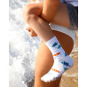Chaussettes pour enfants en fil d'Ecosse avec motifs de poissons colorés - Blanc | Doré Doré