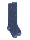 Chaussettes longues pour femmes en coton égyptien et cachemire avec effet brillant à motifs de diamants - Bleu marine foncé | Do