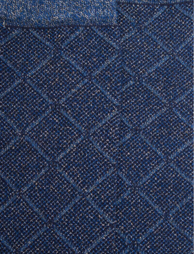 Chaussettes longues pour femmes en coton égyptien et cachemire avec effet brillant à motifs de diamants - Bleu marine foncé | Do