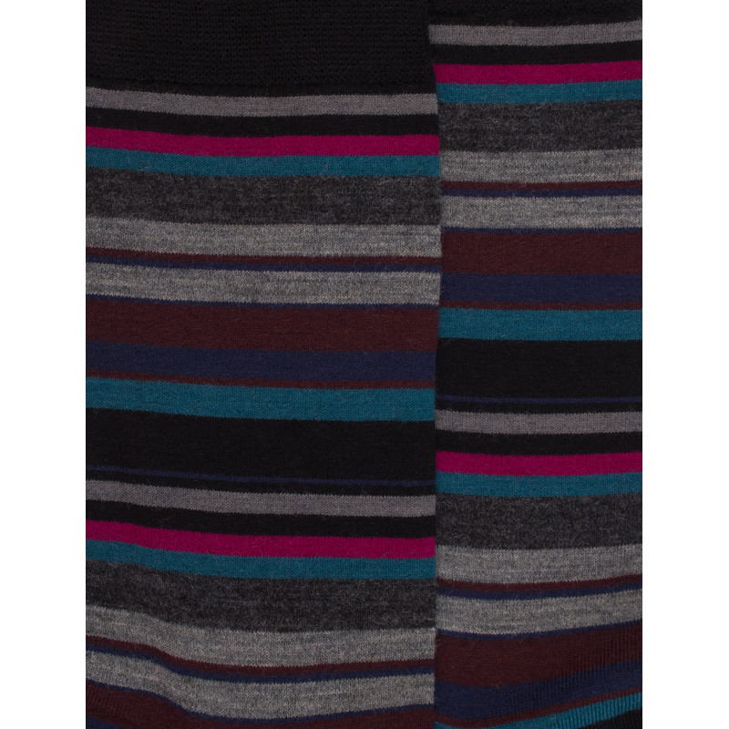 Chaussettes rayures fines multicolores en laine mérinos - Noir | Doré Doré