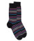 Chaussettes rayures fines multicolores en laine mérinos - Noir