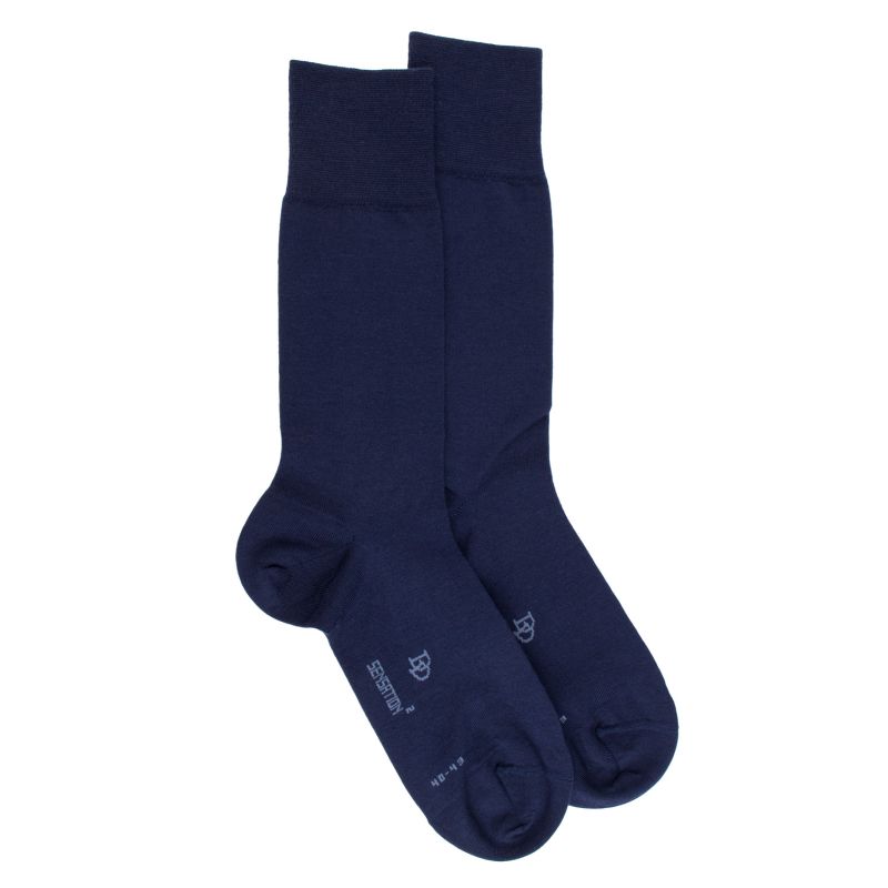 Chaussettes couleur bleu caban Dore Dore en laine mérinos et coton égyptien