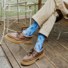 Chaussettes homme en coton à motifs crocodiles tribaux - Bleu Macadam | Doré Doré