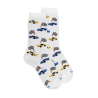 Chaussettes enfant en coton à motifs voitures de course - Blanc | Doré Doré