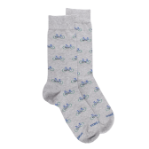 Chaussettes homme en coton à motifs vélos - Gris Rocheux & Bleu Cosmos | Doré Doré