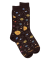 Chaussettes en coton motifs planètes - Marron