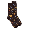 Chaussettes en coton motifs planètes - Marron