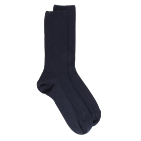 Chaussettes homme spéciales jambes sensibles sans bord élastique en laine - Bleu foncé | Doré Doré