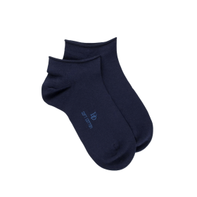 Socquettes courtes avec bord roulé en coton égyptien - Bleu marine | Doré Doré