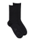 Chaussettes femme en coton doux avec bords roulés  - Noir
