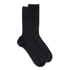 Chaussettes femme spéciales jambes sensibles sans bord élastique en laine - Noir | Doré Doré