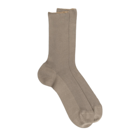 Chaussettes homme jambe sensible sans bord élastique en fil d'Ecosse - Terre kaki | Doré Doré