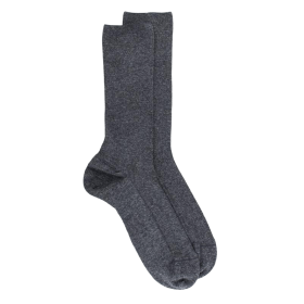 Chaussettes sans bord élastique en coton égyptien - Spécial jambes sensibles - Gris chiné | Doré Doré