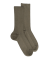 Chaussettes homme à côtes sans bord élastique en coton égyptien - Kaki