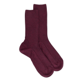 Chaussettes sans bord élastique en coton égyptien - Spécial jambes sensibles - Couleur prune | Doré Doré