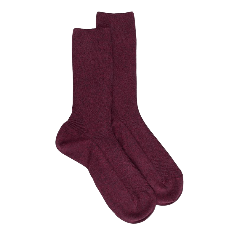 Chaussettes sans bord élastique en coton égyptien - Spécial jambes sensibles - Couleur prune | Doré Doré