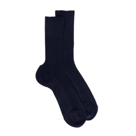 Chaussettes femme jambes sensibles sans bord élastique en fil d'Ecosse - Bleu marine foncé | Doré Doré
