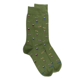 Chaussettes homme en coton à motifs tambours - Vert Campagne | Doré Doré