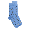 Chaussettes homme en coton à motifs tambours - Bleu Myosotis | Doré Doré