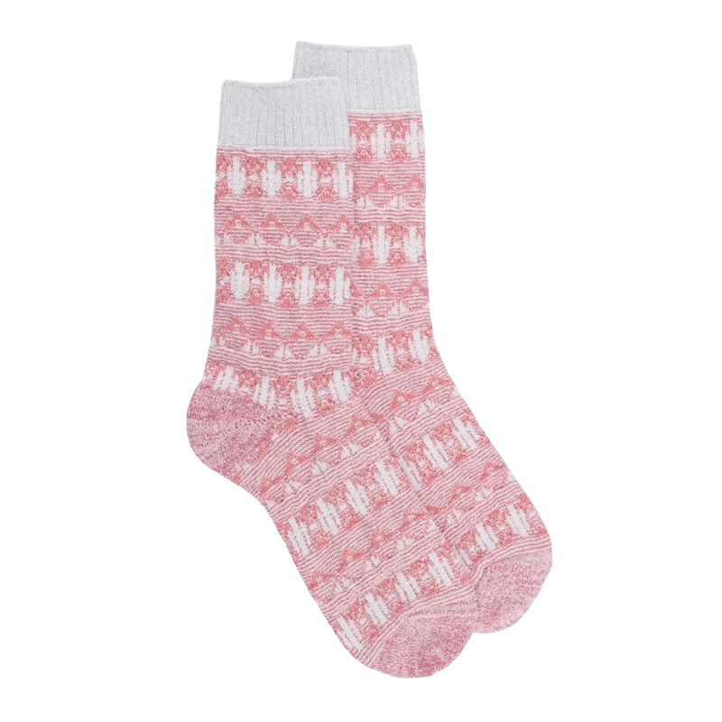 Chaussettes femme en coton à motifs tribaux - Rouge Géranium | Doré Doré