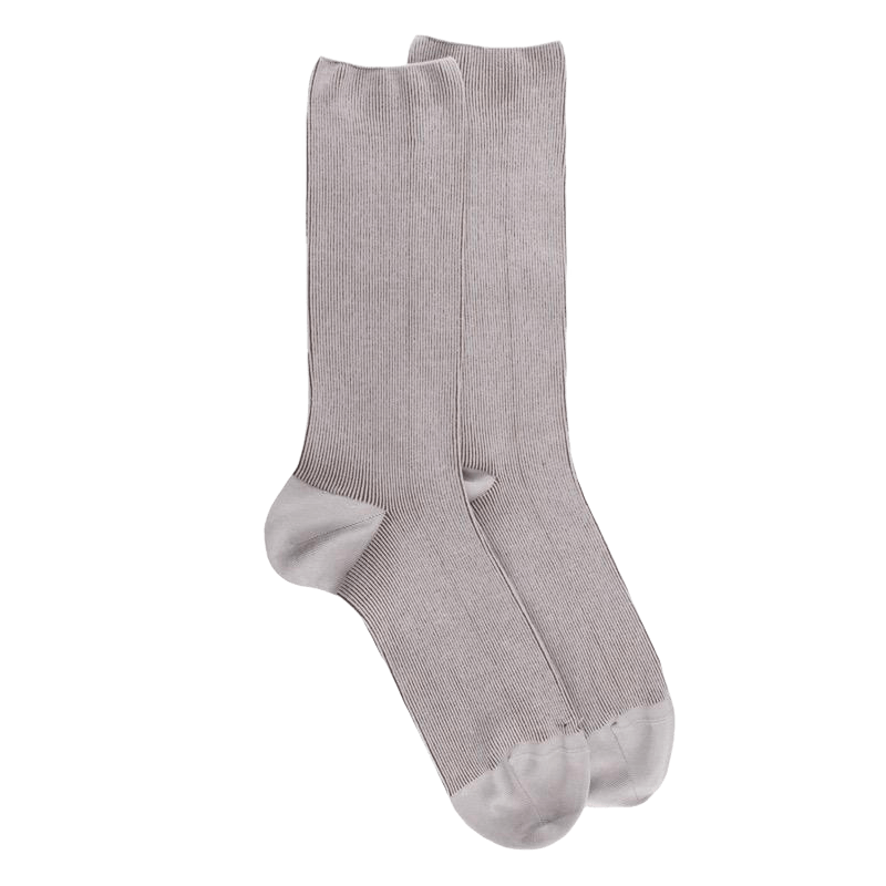 Chaussettes homme à côtes sans bord élastique en fil d'Écosse - Gris Métal | Doré Doré