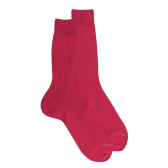 Chaussettes homme fines à côtes en fil d'Écosse - Rouge Cerise | Doré Doré