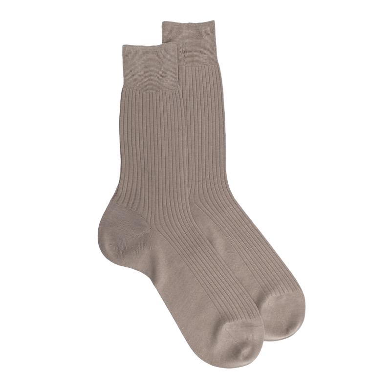 Chaussettes homme à côtes 100% fil d'Écosse - Gris | Doré Doré