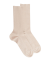 Chaussettes homme à côtes sans bord élastique en coton égyptien - Beige Lin