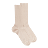 Chaussettes homme à côtes sans bord élastique en coton égyptien - Beige Lin | Doré Doré