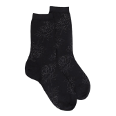 Chaussettes femme en laine avec transparence - Noir | Doré Doré